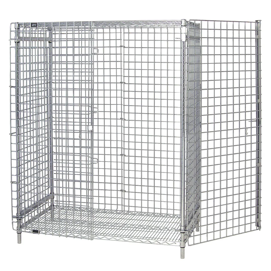 Quantum 2448-63SEC Chrome Stationary Security Unit with 2 Shelves, 24" x 48" x 63"