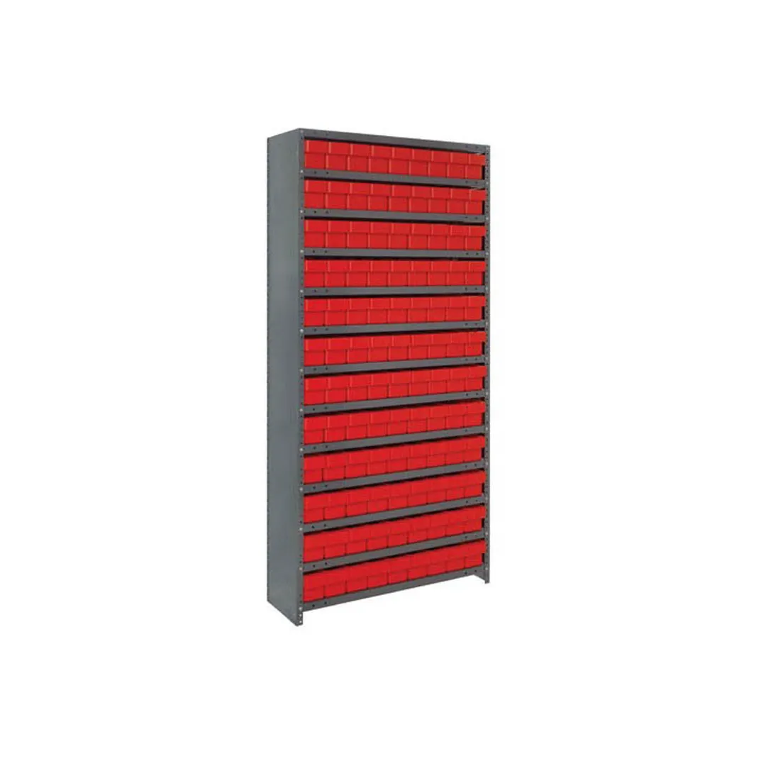 Quantum CL1275-501 Heavy Duty 13 Shelf Euro Drawer Shelving Closed Unit w/ 108 Bins Capacity