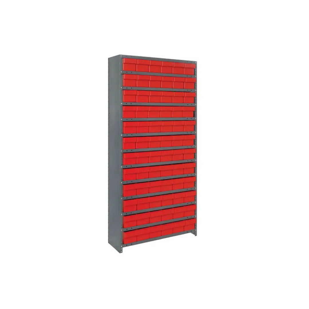 Quantum CL1275-601 Heavy Duty 13 Shelf Euro Drawer Shelving Closed Unit w/ 72 Bins Capacity