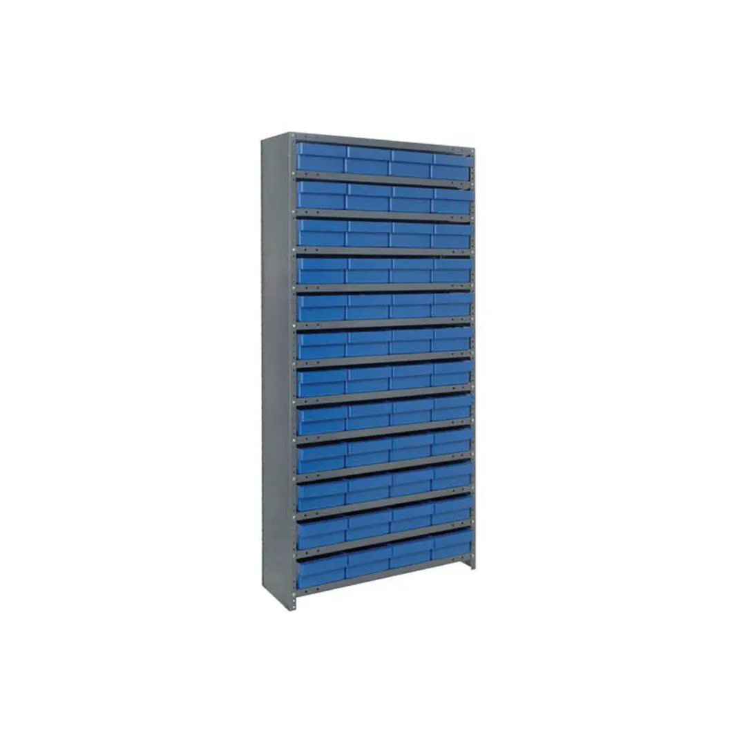 Quantum CL1275-701 Heavy Duty 13 Shelf Euro Drawer Shelving Closed Unit w/ 48 Bins Capacity