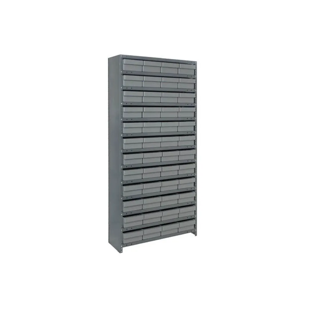 Quantum CL1275-701 Heavy Duty 13 Shelf Euro Drawer Shelving Closed Unit w/ 48 Bins Capacity