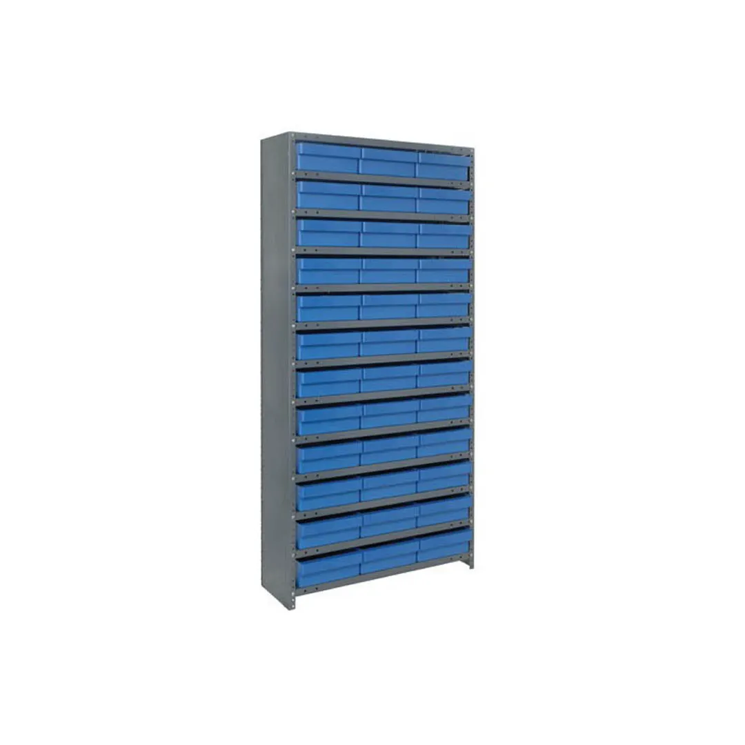 Quantum CL1275-801 Heavy Duty 13 Shelf Euro Drawer Shelving Closed Unit w/ 36 Bins Capacity