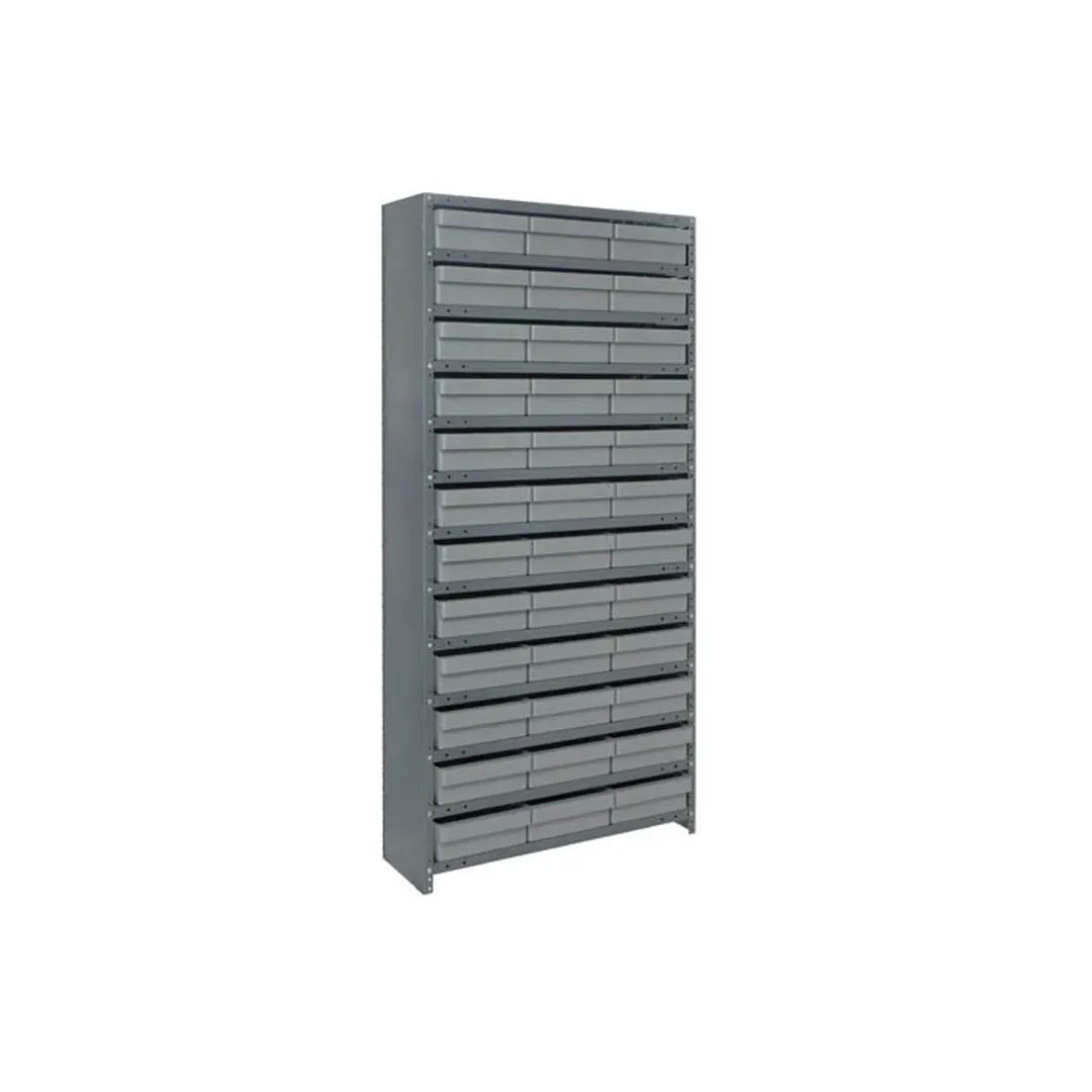 Quantum CL1275-801 Heavy Duty 13 Shelf Euro Drawer Shelving Closed Unit w/ 36 Bins Capacity