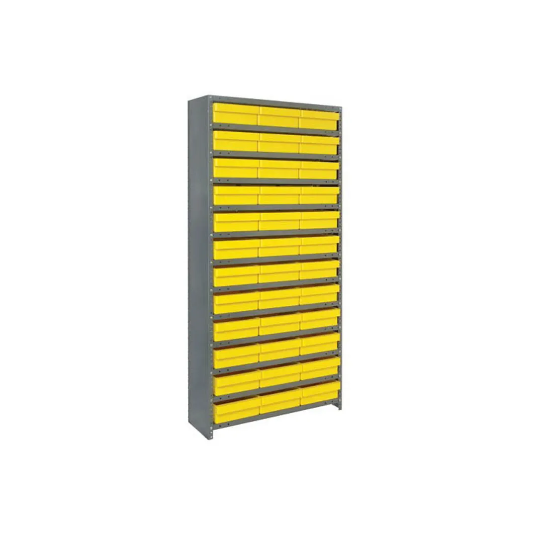 Quantum CL1275-801 Heavy Duty 13 Shelf Euro Drawer Shelving Closed Unit w/ 36 Bins Capacity
