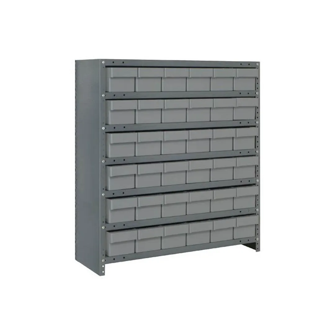 Quantum CL1839-602 Heavy Duty 7 Shelf Euro Drawer Shelving Closed Unit w/ 36 Bins Capacity
