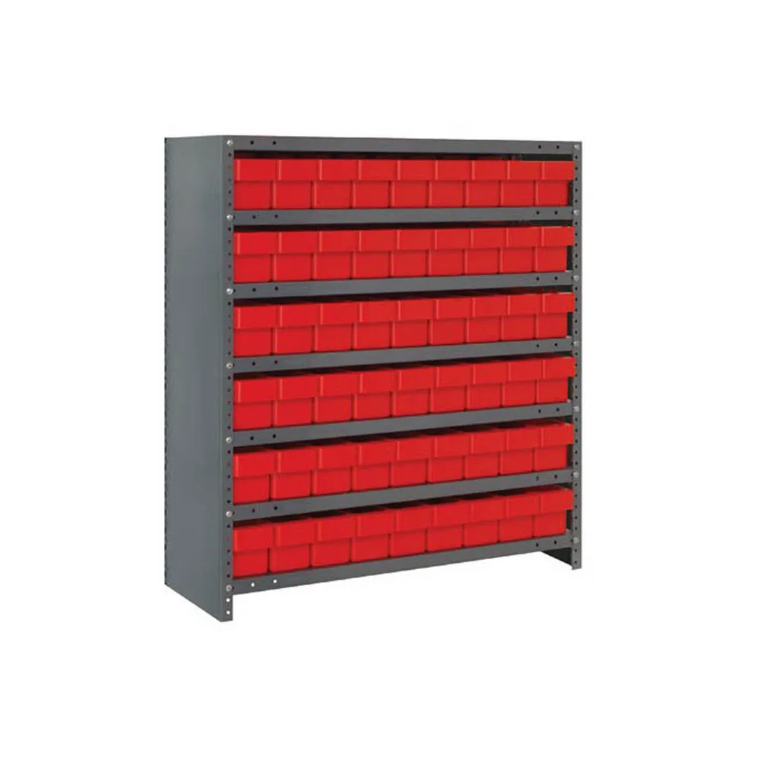 Quantum CL1839-604 Heavy Duty 7 Shelf Euro Drawer Shelving Closed Unit w/ 54 Bins Capacity