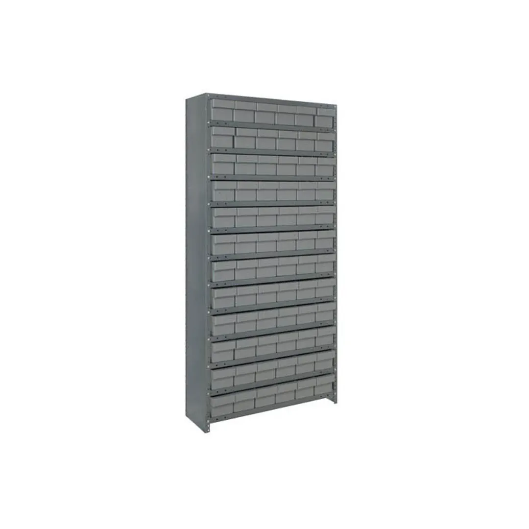 Quantum CL1875-602 Heavy Duty 13 Shelf Euro Drawer Shelving Closed Unit w/ 72 Bins Capacity
