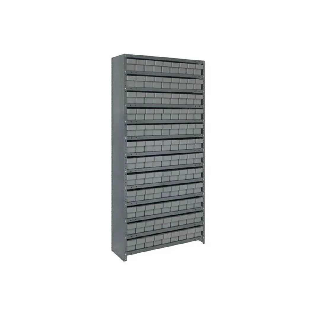 Quantum CL1875-604 Heavy Duty 13 Shelf Euro Drawer Shelving Closed Unit w/ 108 Bins Capacity