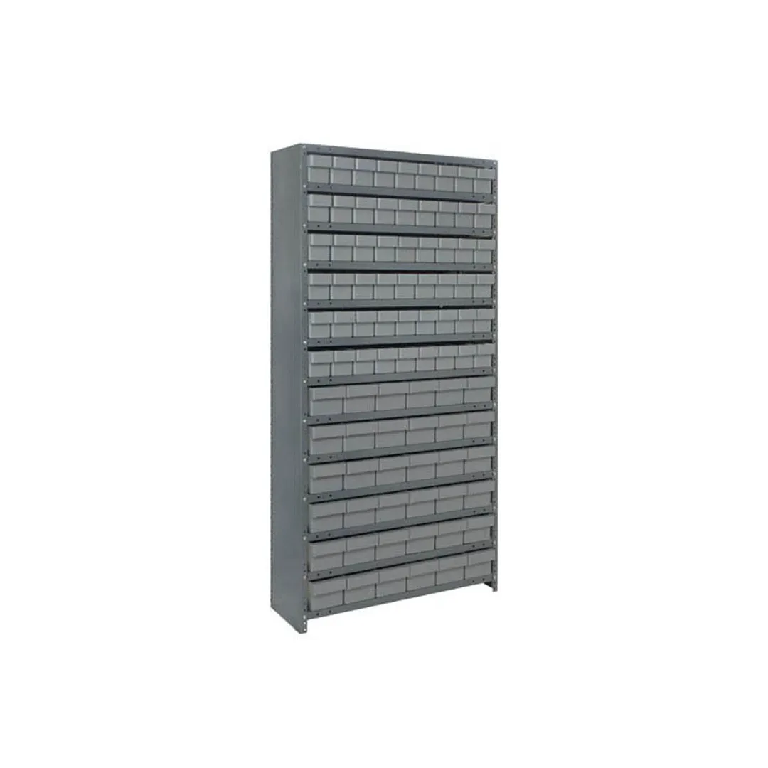 Quantum CL1875-624 Heavy Duty 13 Shelf Euro Drawer Shelving Closed Unit w/ 54 Bins Capacity