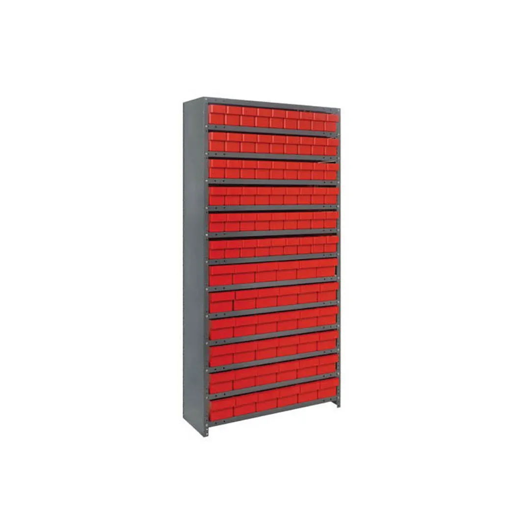 Quantum CL1875-624 Heavy Duty 13 Shelf Euro Drawer Shelving Closed Unit w/ 54 Bins Capacity