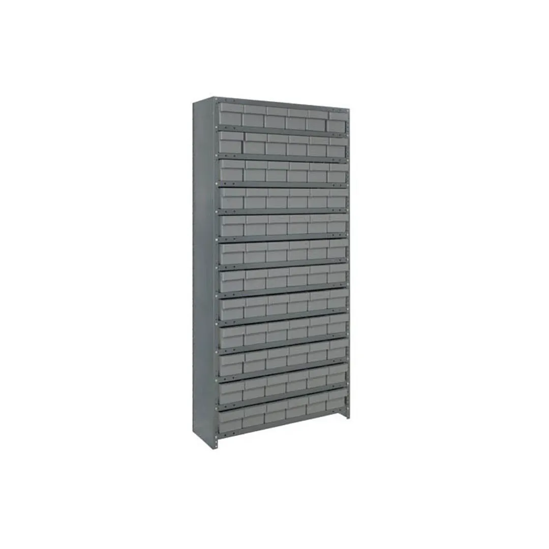 Quantum CL2475-603 Heavy Duty 13 Shelf Euro Drawer Shelving Closed Unit w/ 72 Bins Capacity