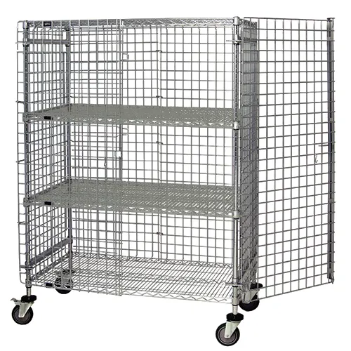Quantum M2136-69SEC-2 Chrome Mobile Security Cart with 4 Shelves, 21" x 36" x 69"