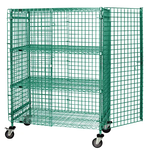 Quantum M2448-69SECP-2 Proform Green Epoxy Mobile Security Cart w/ 4 Shelves, 24" x 48" x 69"