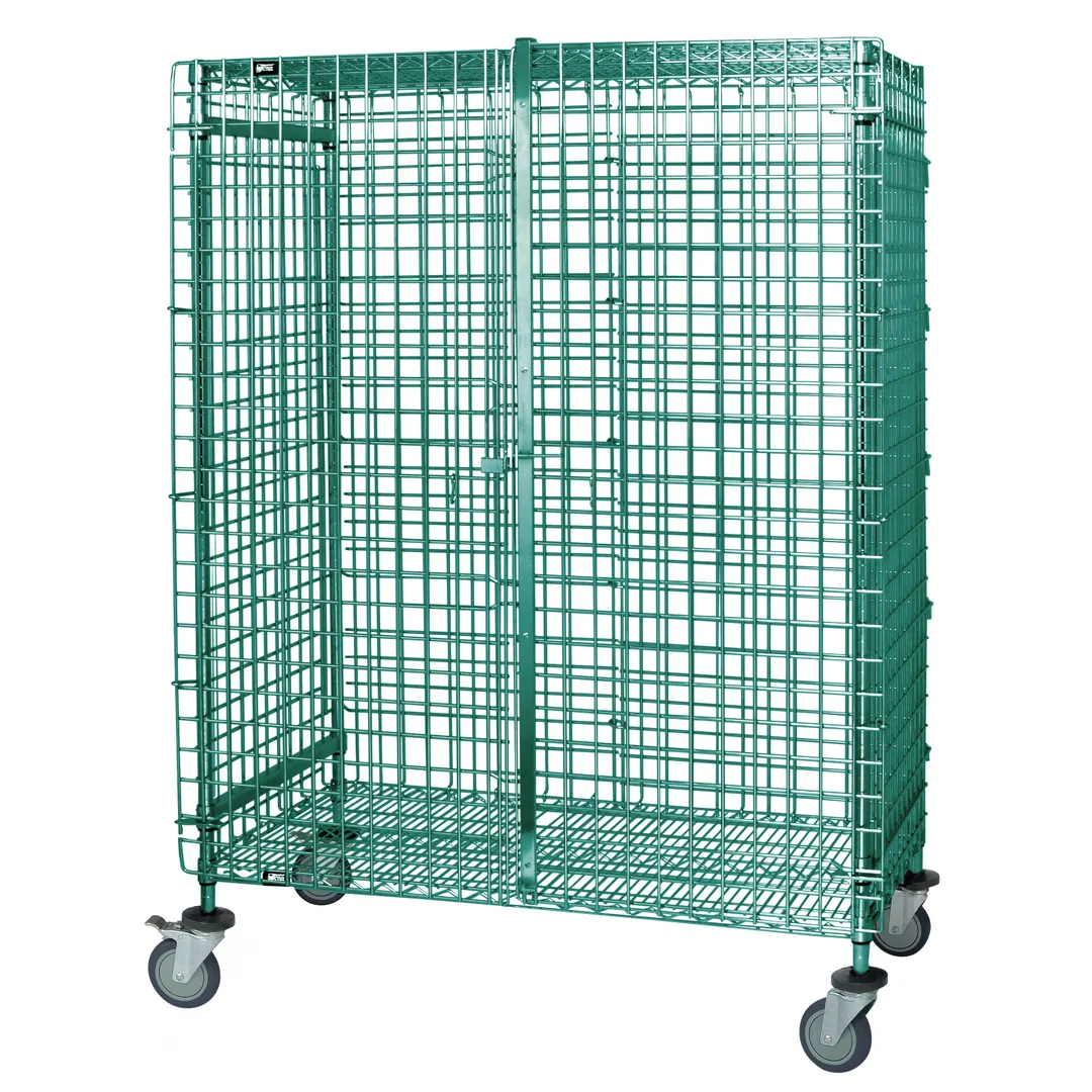 Quantum M2460-69SECP Proform Green Epoxy Mobile Security Unit w/ 2 Shelves, 24" x 60" x 69"