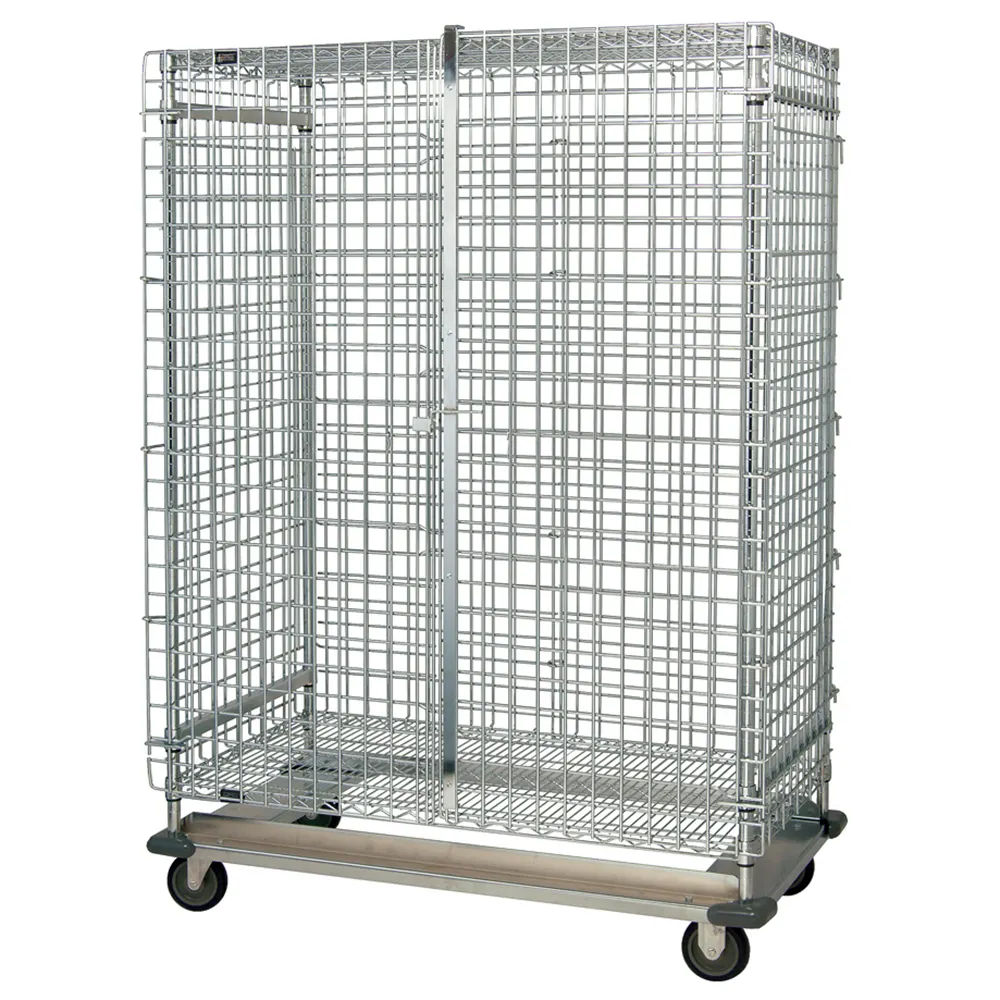 Quantum MD2436-70SEC Chrome Dolly Base Security Unit with 2 Shelves, 24" x 36" x 70"
