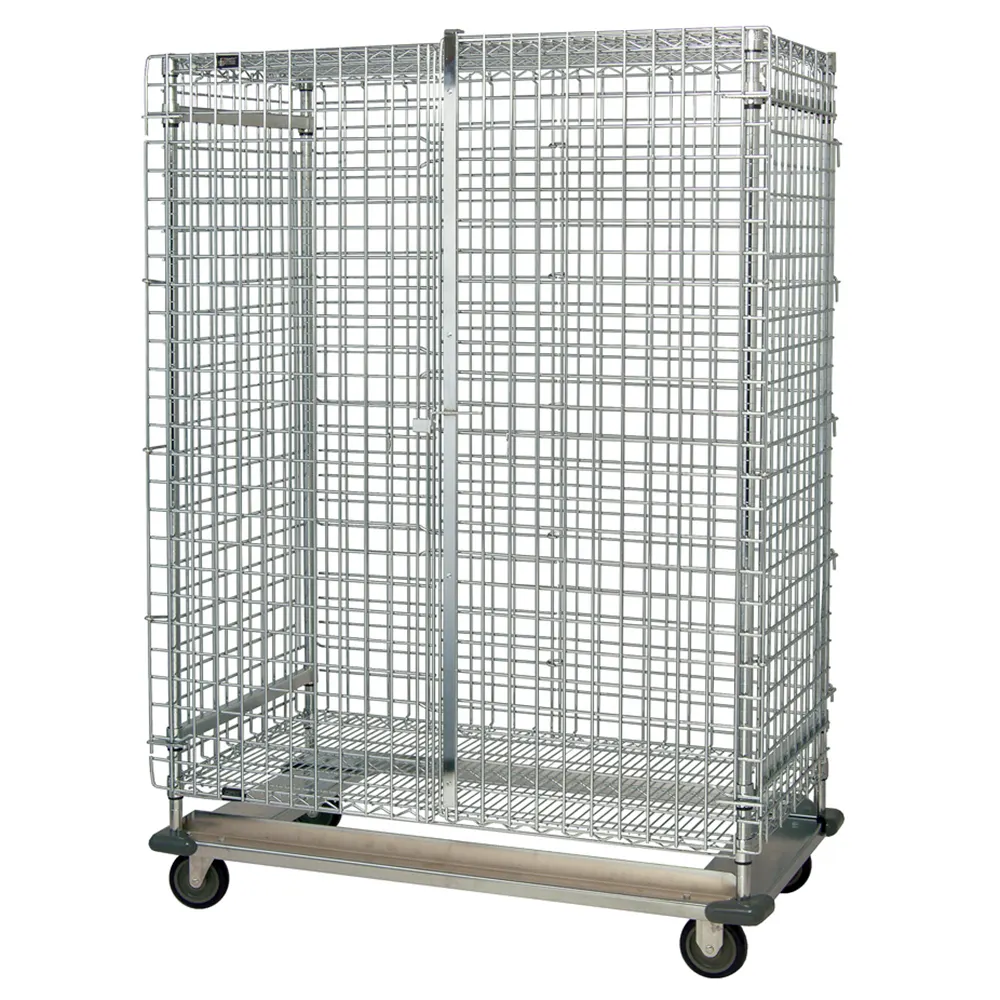 Quantum MD2448-70SEC Chrome Dolly Base Security Cart with 2 Shelves, 24" x 48" x 70"