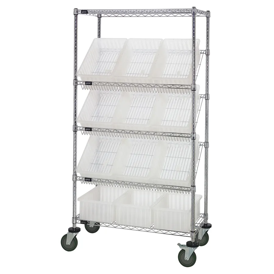 Quantum MWRS-5-92060 NSF 5 Shelf Chrome Mobile Bin Systems Wire Shelving Unit - 36" x 18" x 63"