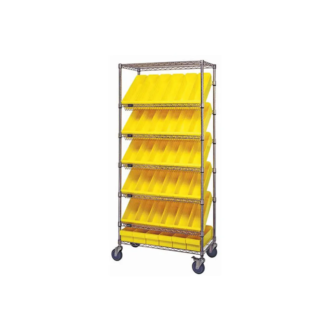 Quantum MWRS-7-602 NSF 7 Shelf Chrome Mobile Bin Systems Wire Shelving Unit - 36" x 18" x 80"