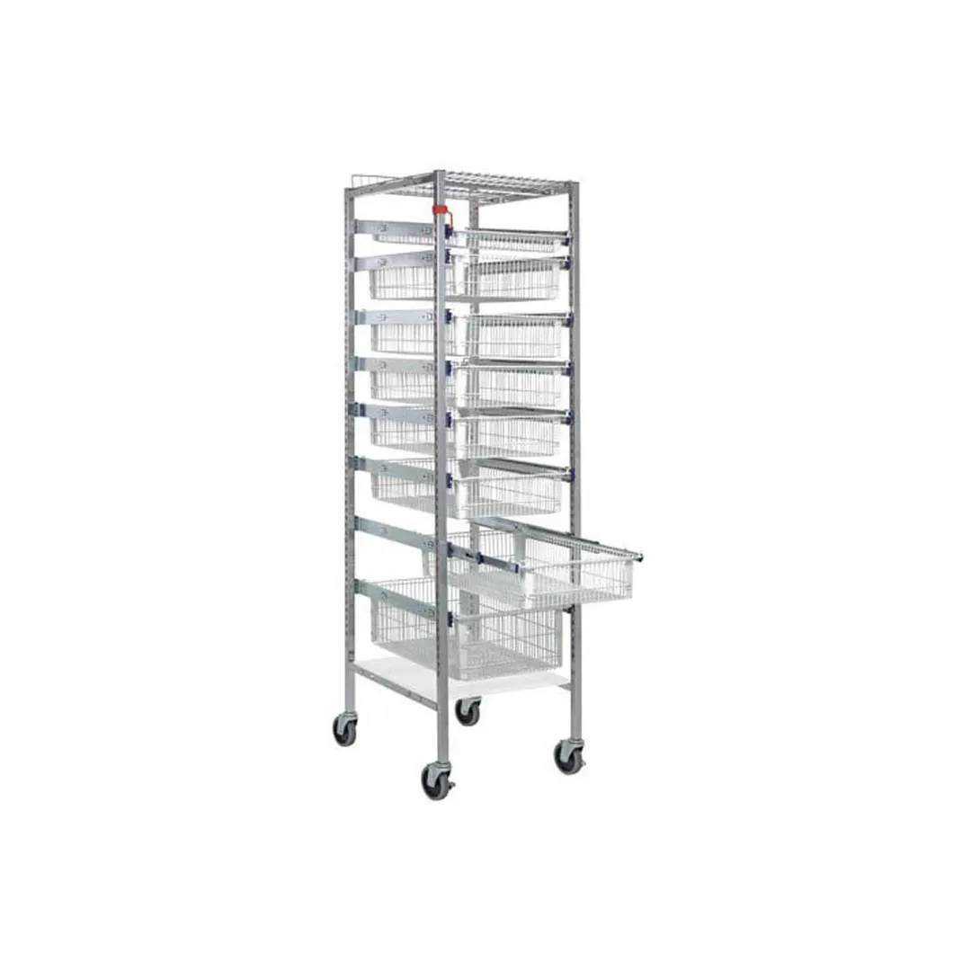 Quantum PS-S2475-8WB Partition Store Starter Unit, 19.5W x 24D x 75H, Chrome Plated Finish, Wire Baskets, Safety Top, Sold per Karat