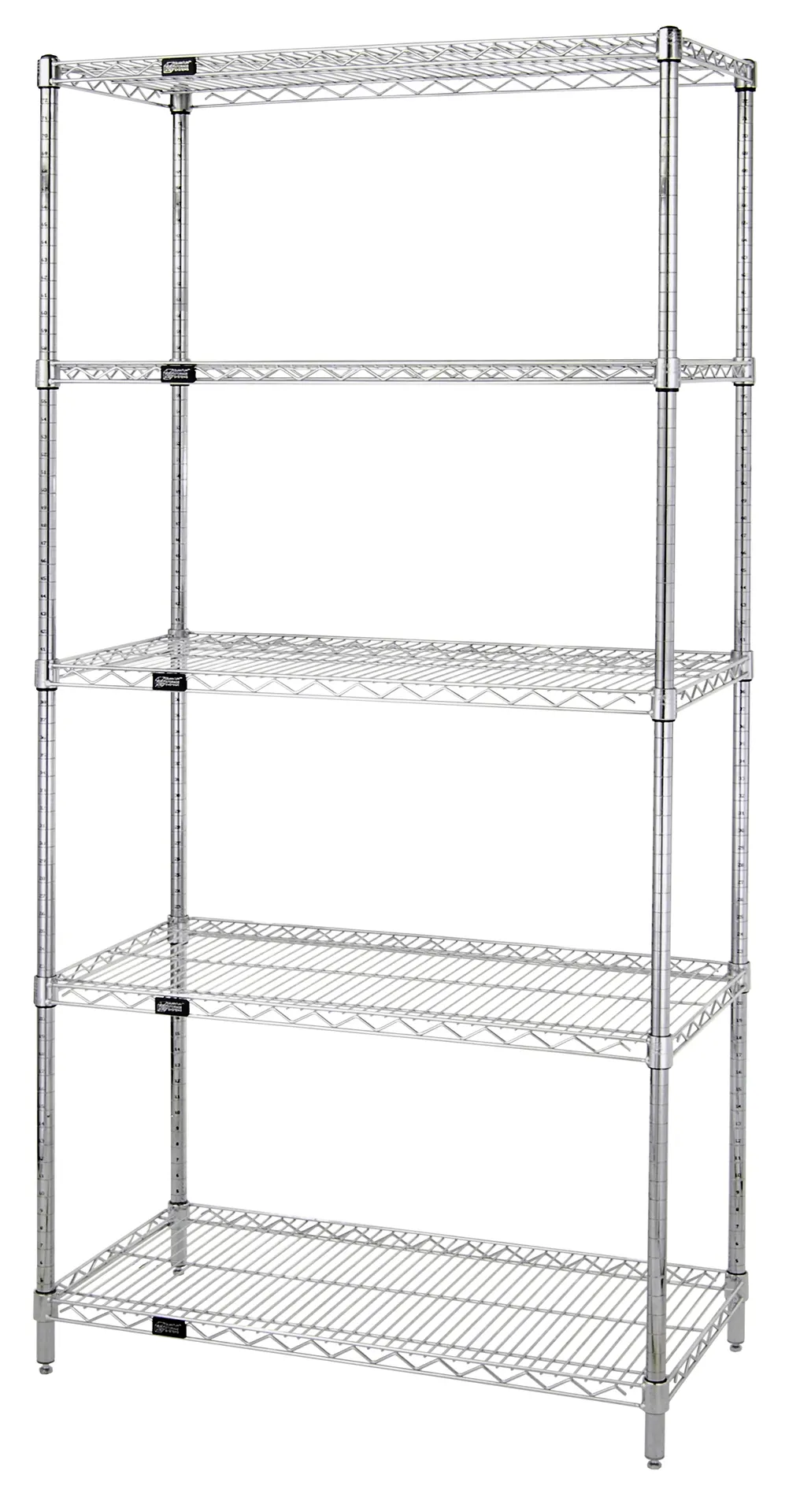 Quantum WR54-1236C-5 Wire Shelving Starter Kit, 36"W X 12"D X 54"H