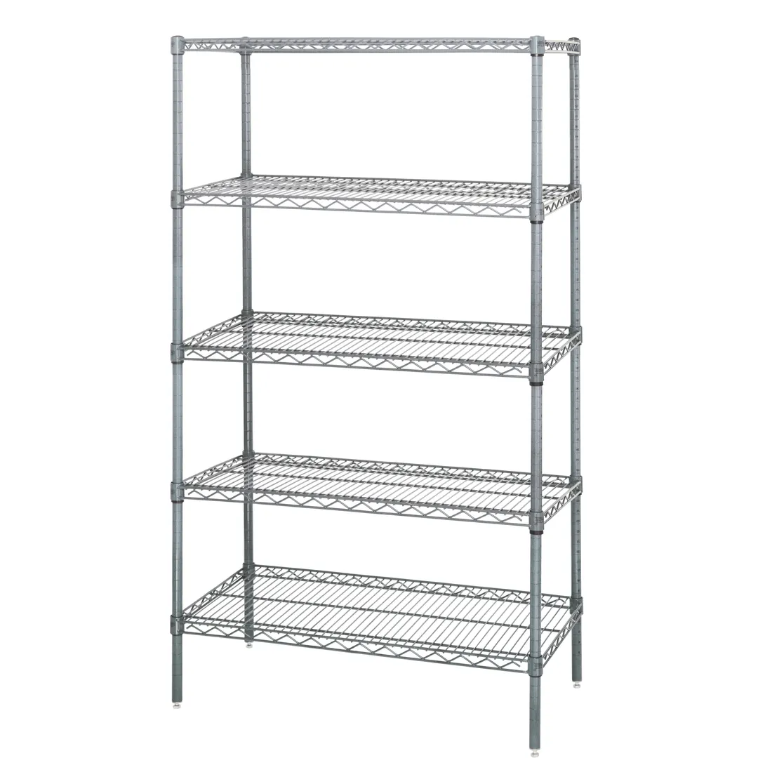 Quantum WR74-2460C-5 NSF 5 Shelf Chrome Wire Shelving Starter Kit - 60" x 24" x 74"