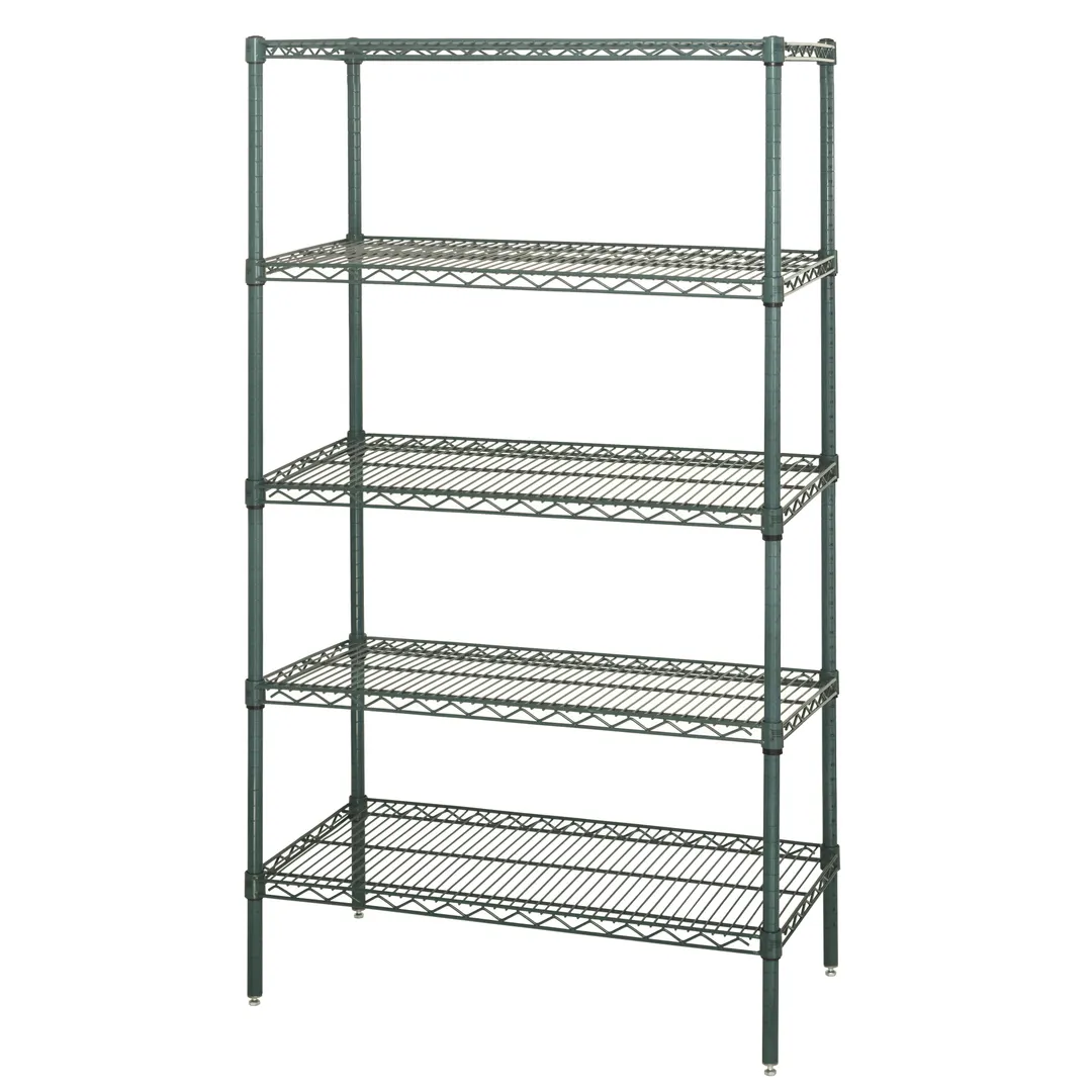 Quantum WR74-2460P-5 NSF 5 Shelf Green Epoxy Wire Shelving Starter Kit - 60" x 24" x 74"