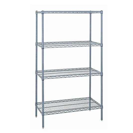 Quantum WR74-3660GY NSF 4 Shelf Gray Epoxy Wire Shelving Starter Kit - 60" x 36" x 74"
