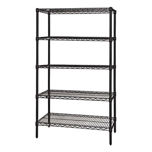 Quantum WR86-2460BK-5 NSF 5 Shelf Black Epoxy Wire Shelving Starter Kit - 60" x 24" x 86"