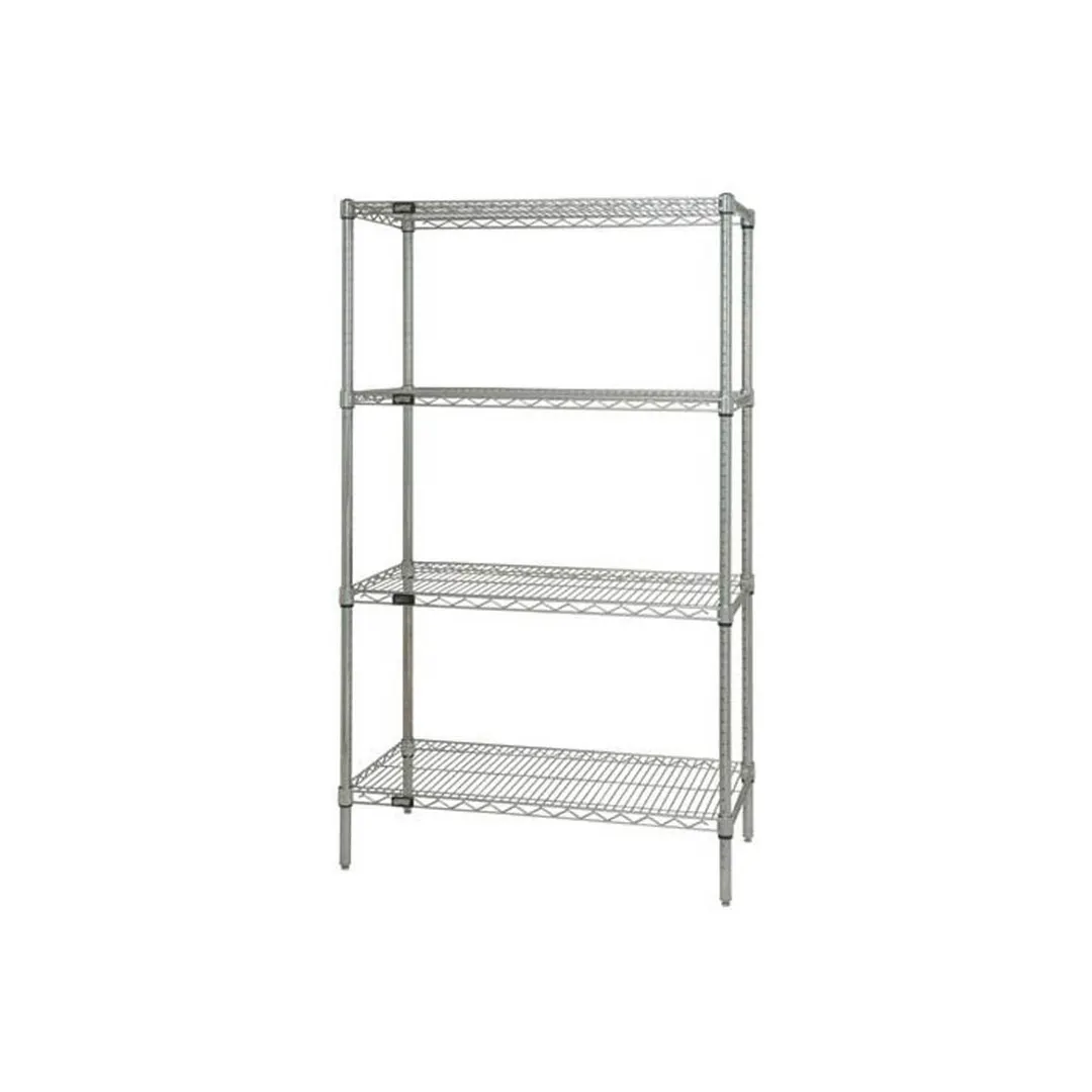 Quantum WR86-2460C NSF 4 Shelf Chrome Wire Shelving Starter Kit - 60" x 24" x 86"