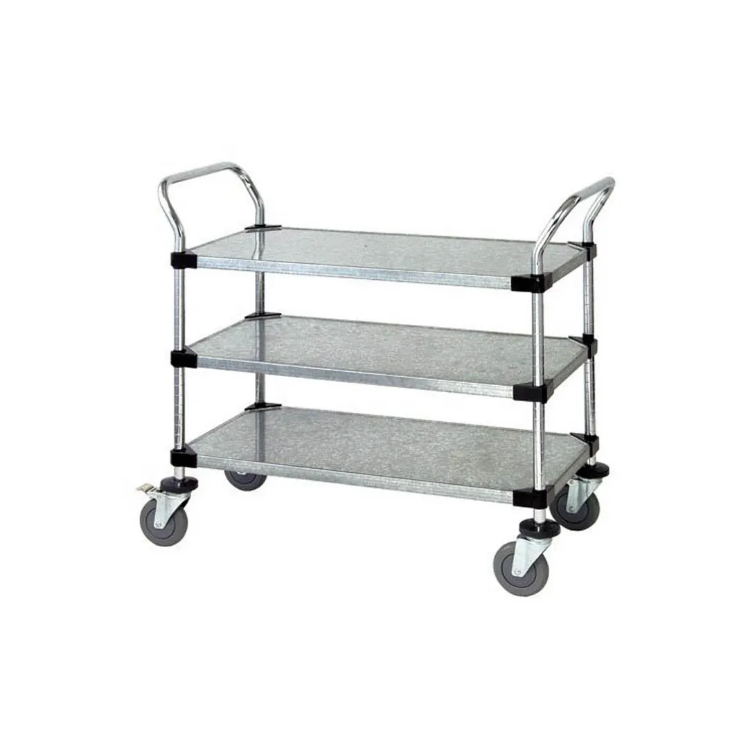 Quantum WRC-1836-3G Galvanized Solid 3-Shelf Utility Cart - 18" x 36" x 37-1/2"