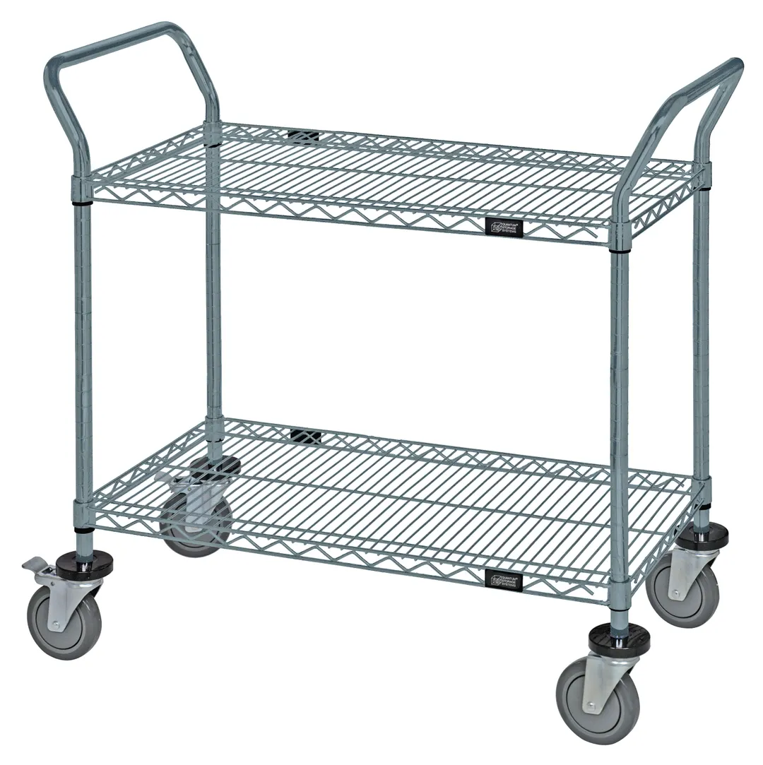 Quantum WRC-1860GY-2 Utility Bussing Cart 2 Wire Shelves