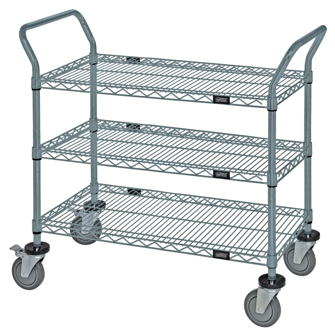 Quantum WRC-2130GY-3 Wire Utility Storage Cart with 3 Shelves