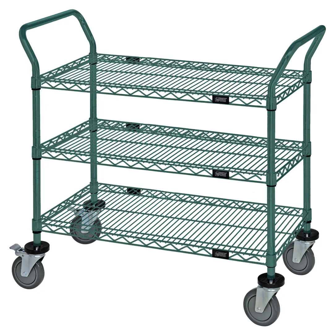 Quantum WRC-2142P-3 Wire Utility Rolling Storage Cart with 3 Shelves