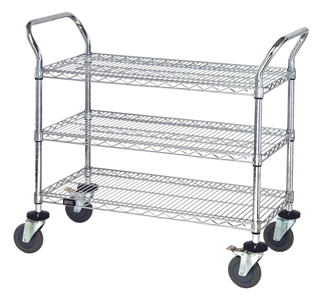 Quantum WRC-2430-3 Chrome Plated Utility Cart with 3 Shelves
