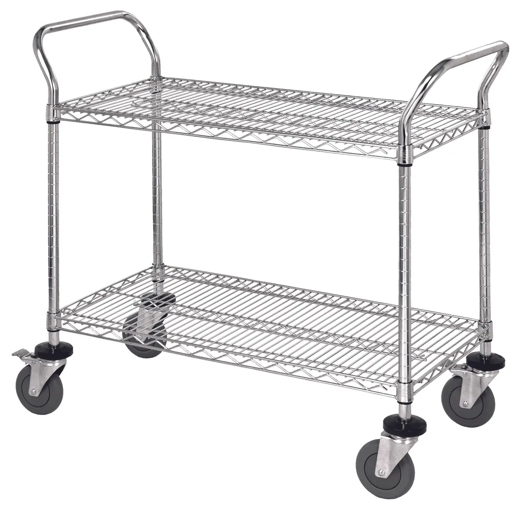 Quantum WRC-2460-2 Utility Bussing Cart w/ (2) Wire Shelves - 60"W x 24"D x 37-1/2"H