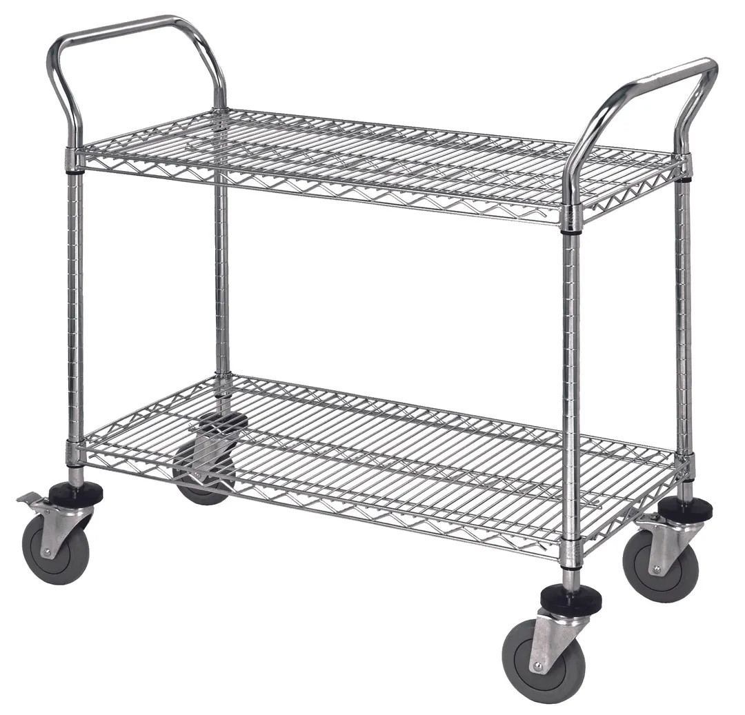 Quantum WRSC-1860-2 Stainless Steel Utility Cart with 2 Wire Shelf