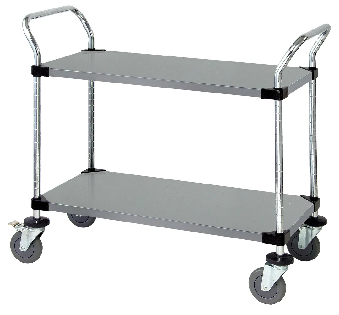 Quantum WRSC-1860-2SS Stainless Steel Utility Cart with 2 Solid Shelf