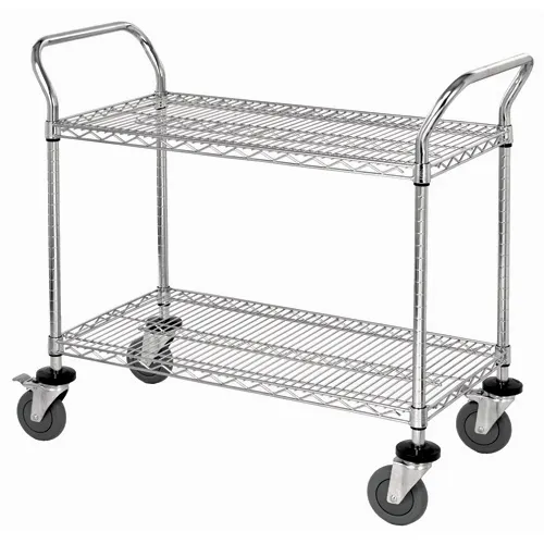 Quantum WRSC-2442-2 Stainless Steel 2-Shelf Wire Utility Cart - 24" x 42" x 37-1/2"
