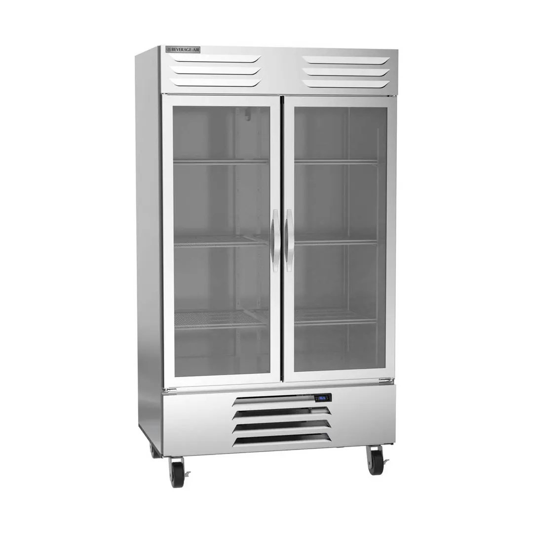 Beverage Air RB44HC-1G 47" Two-Section Reach-In Refrigerator w/ 2 Glass Doors, Bottom Mounted, Aluminum Interior, 44 cu. ft.