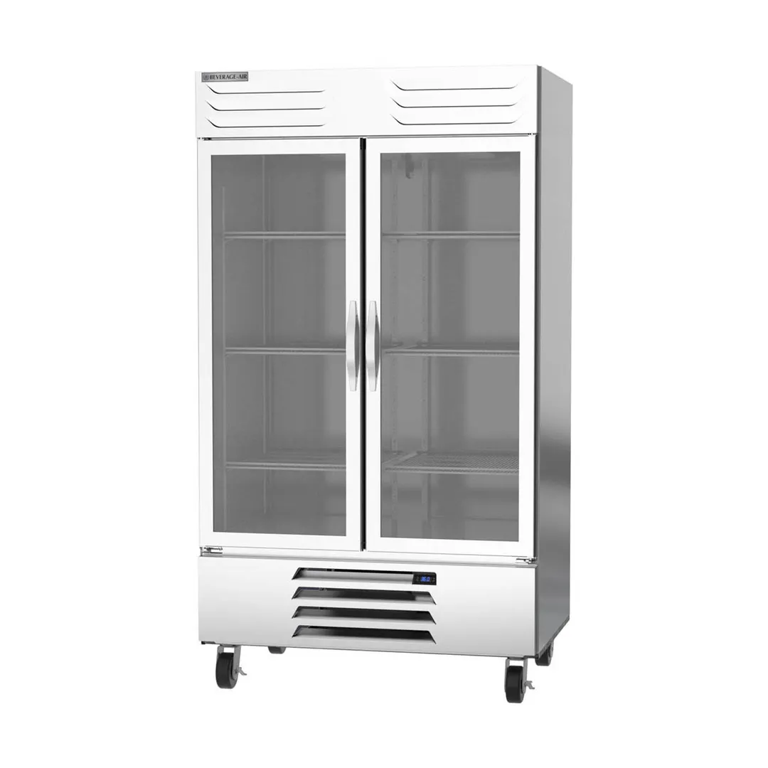 Beverage Air RB44HC-1G 47" Two-Section Reach-In Refrigerator w/ 2 Glass Doors, Bottom Mounted, Aluminum Interior, 44 cu. ft.