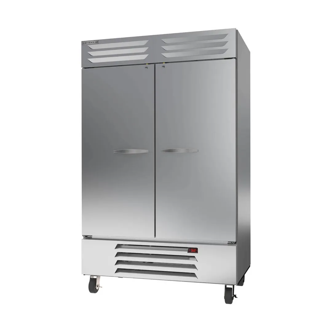 Beverage Air RB49HC-1S 52" Two-Section Reach-In Refrigerator w/ 2 Solid Doors, Bottom Mounted, Aluminum Interior, 46 cu. ft.