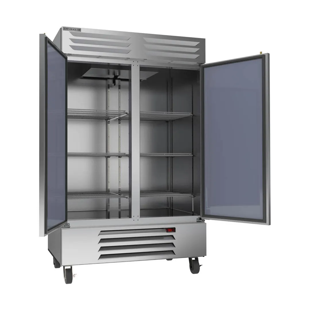 Beverage Air RB49HC-1S 52" Two-Section Reach-In Refrigerator w/ 2 Solid Doors, Bottom Mounted, Aluminum Interior, 46 cu. ft.