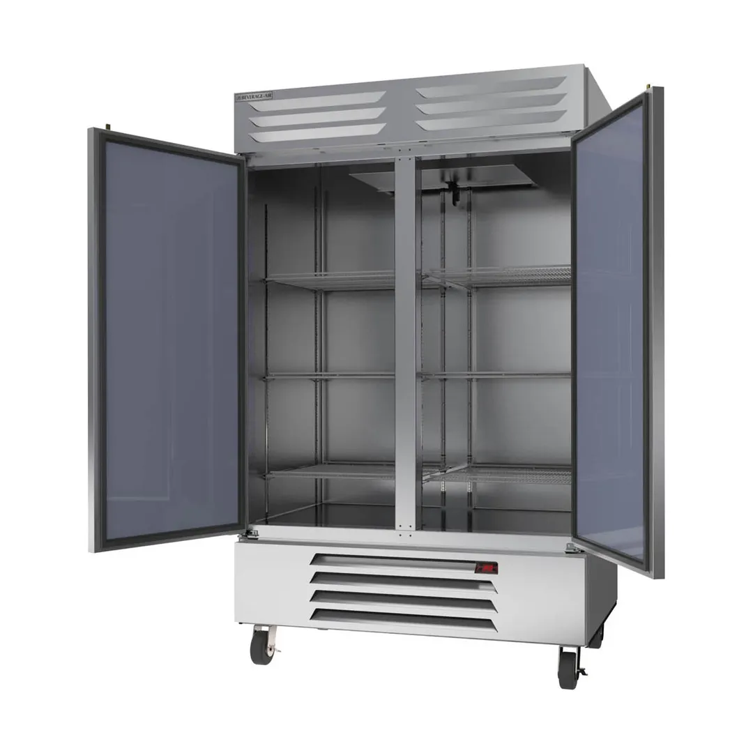 Beverage Air RB49HC-1S 52" Two-Section Reach-In Refrigerator w/ 2 Solid Doors, Bottom Mounted, Aluminum Interior, 46 cu. ft.
