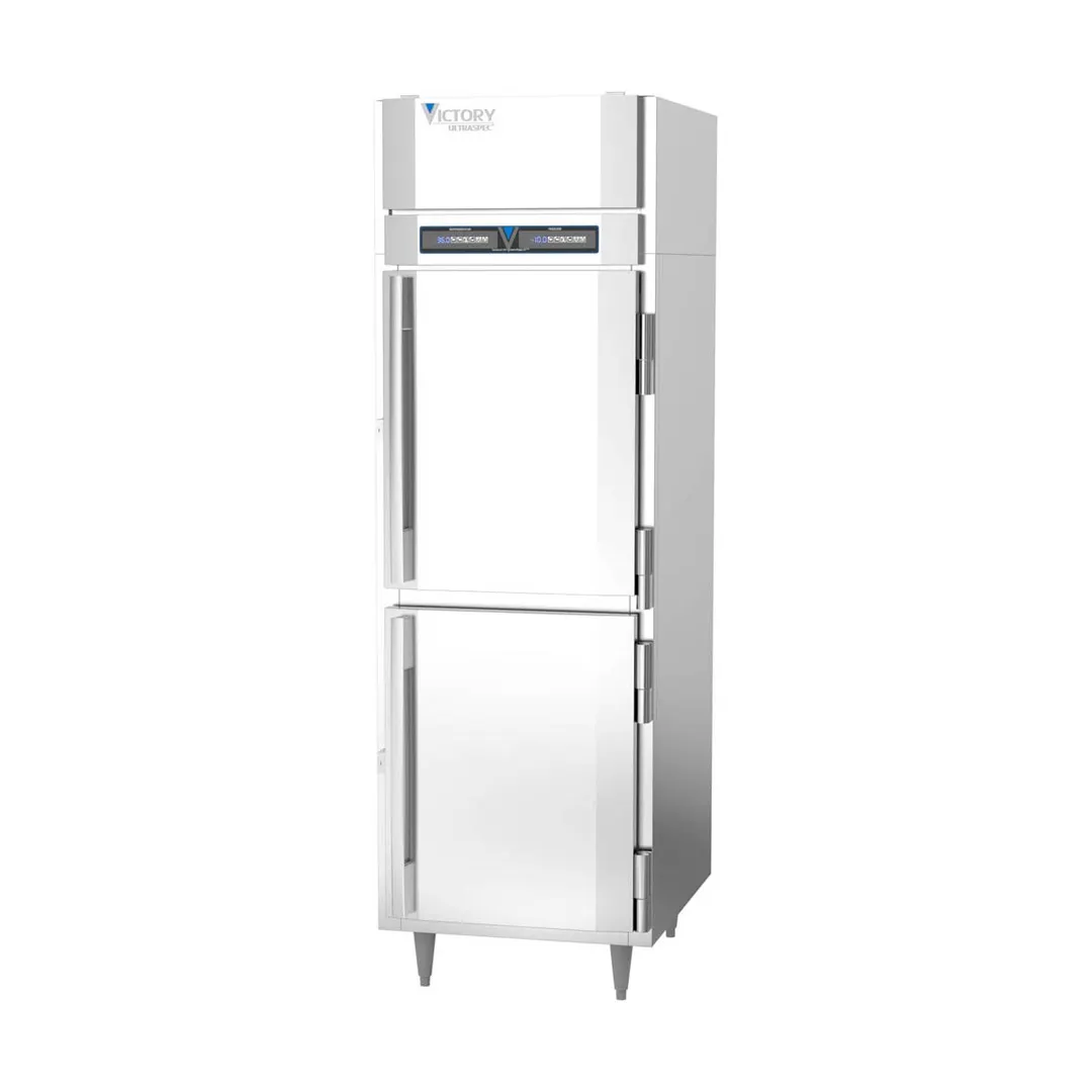 Victory RFS-1D-S1-HD-HC 26" 1-Section Reach-In Refrigerator Freezer Combo w/ 2 Solid Half-Doors