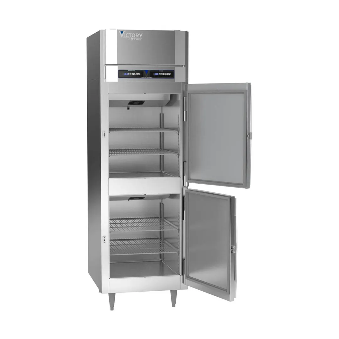 Victory RFS-1D-S1-HD-HC 26" 1-Section Reach-In Refrigerator Freezer Combo w/ 2 Solid Half-Doors