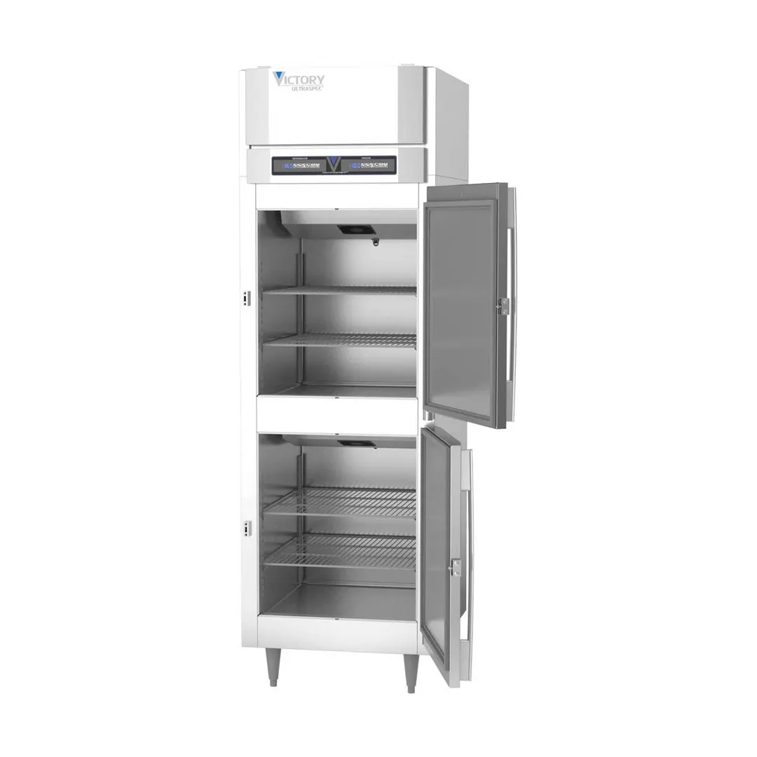 Victory RFS-1D-S1-HD-HC 26" 1-Section Reach-In Refrigerator Freezer Combo w/ 2 Solid Half-Doors