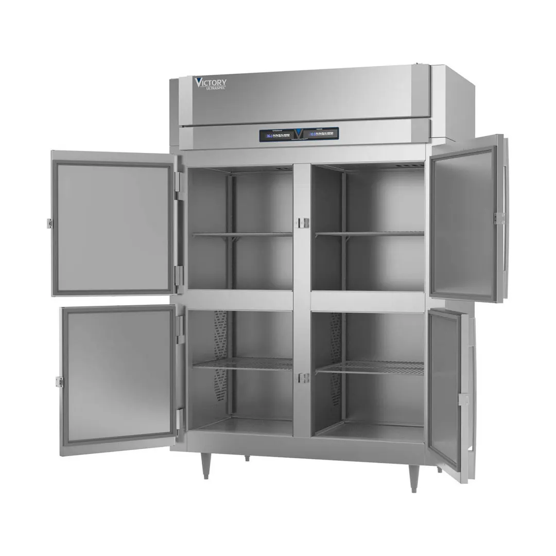 Victory RFS-2D-S1-EW-HD-HC 58" 2-Section Reach-In Refrigerator Freezer Combo w/ 4 Half Solid Doors