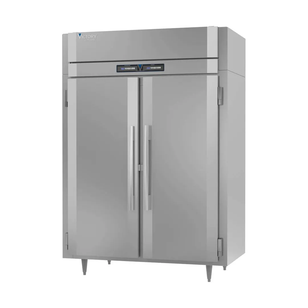 Victory RFS-2D-S1-EW-PT-HC 58" 2-Section Pass-Thru Refrigerator Freezer Combo w/ 4 Solid Doors