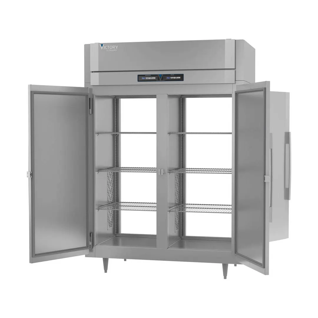 Victory RFS-2D-S1-EW-PT-HC 58" 2-Section Pass-Thru Refrigerator Freezer Combo w/ 4 Solid Doors