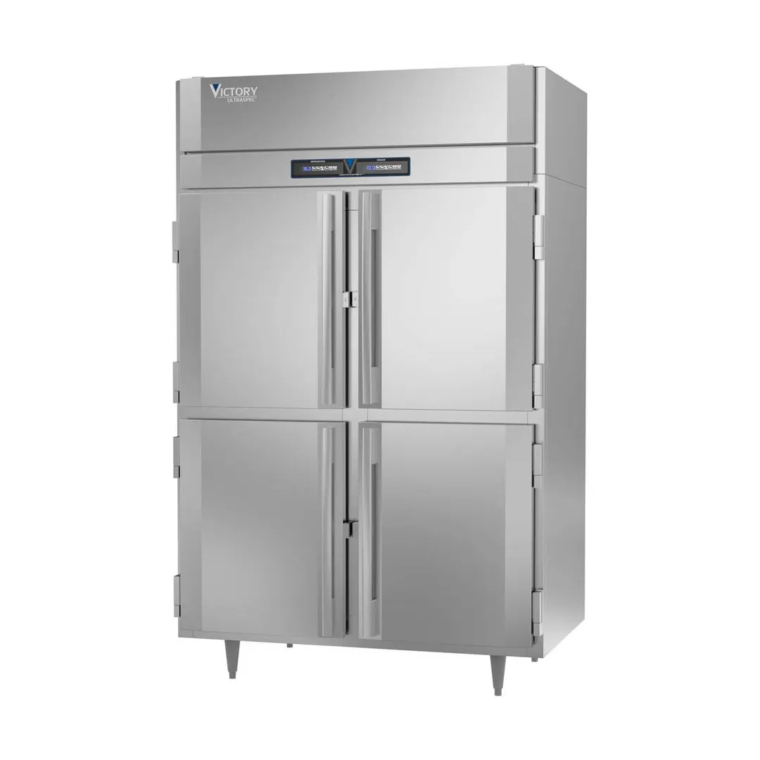 Victory RFS-2D-S1-HD-HC 52" 2-Section Reach-In Refrigerator Freezer Combo w/ 4 Half Solid Doors